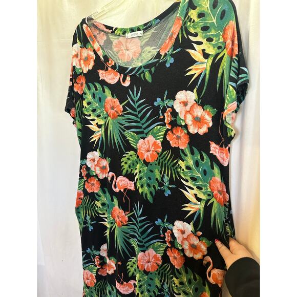 Cherish Tropical Flamingo Maxi Dress with Pockets | Small/Medium - Picture 7 of 8